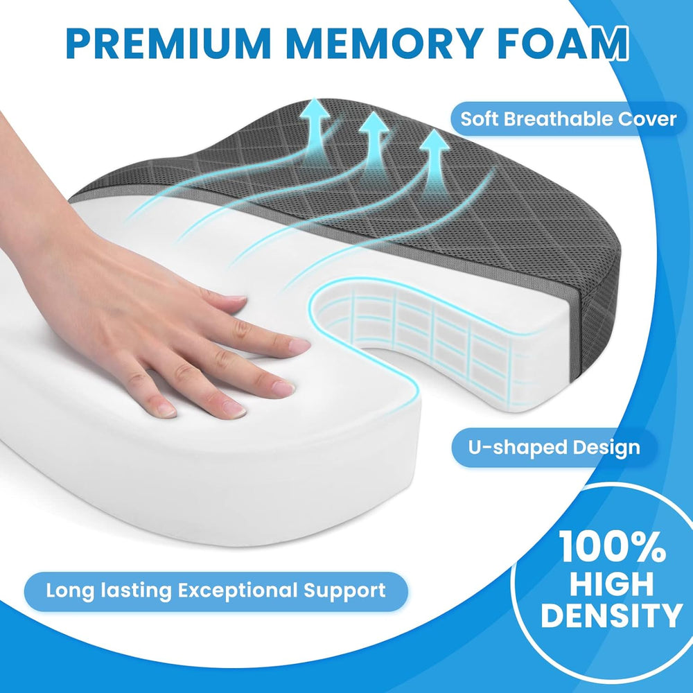 Premium Memory Foam Seat Cushion for Ultimate Comfort - Ideal for Car Seats & Office Chairs