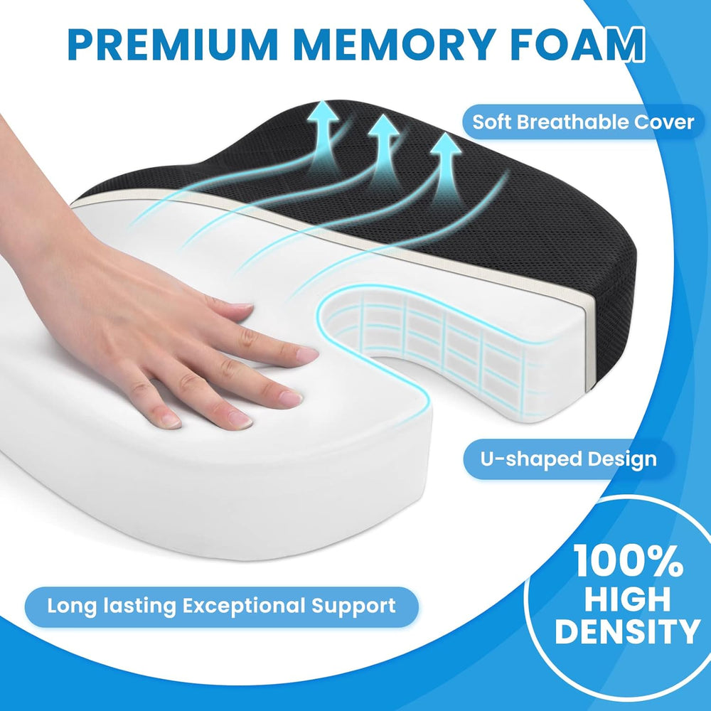 Premium Memory Foam Seat Cushion for Ultimate Comfort - Ideal for Car Seats & Office Chairs