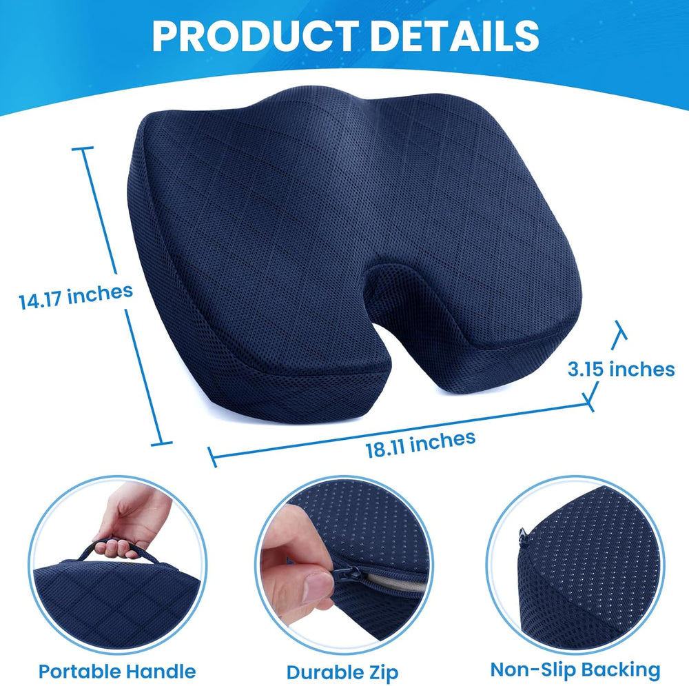 Premium Memory Foam Seat Cushion for Ultimate Comfort - Ideal for Car Seats & Office Chairs