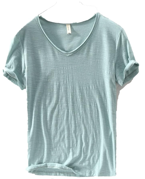 Men's V-Neck Linen Cotton Blend Shirt - Breathable Casual Summer Top