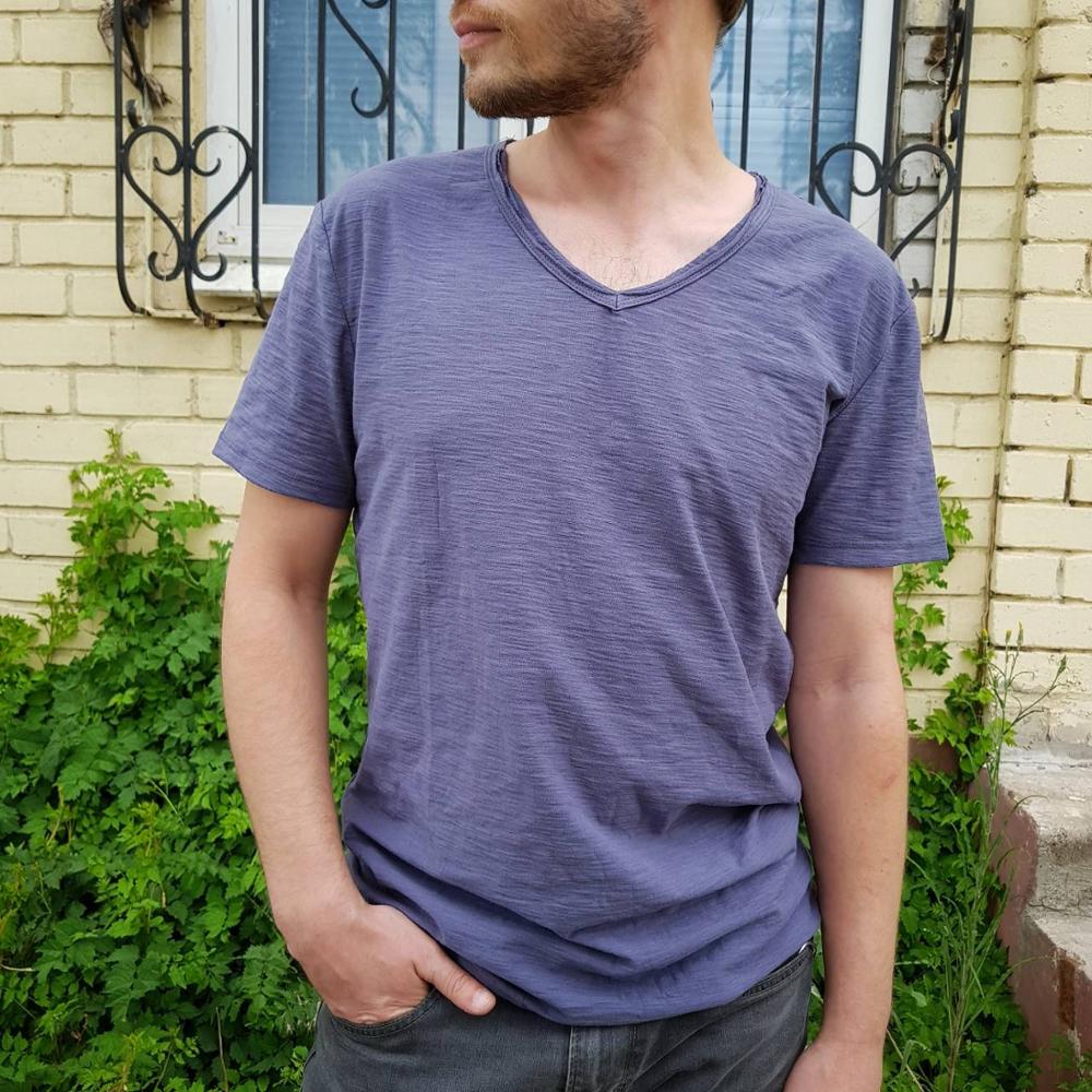 Men's V-Neck Linen Cotton Blend Shirt - Breathable Casual Summer Top