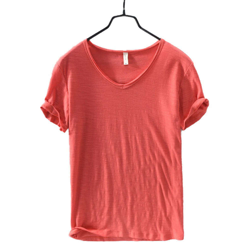 Men's V-Neck Linen Cotton Blend Shirt - Breathable Casual Summer Top
