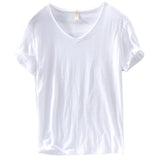 Men's V-Neck Linen Cotton Blend Shirt - Breathable Casual Summer Top