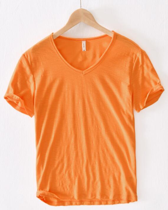 Men's V-Neck Linen Cotton Blend Shirt - Breathable Casual Summer Top