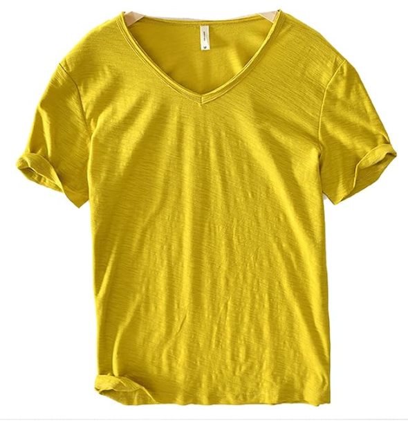 Men's V-Neck Linen Cotton Blend Shirt - Breathable Casual Summer Top