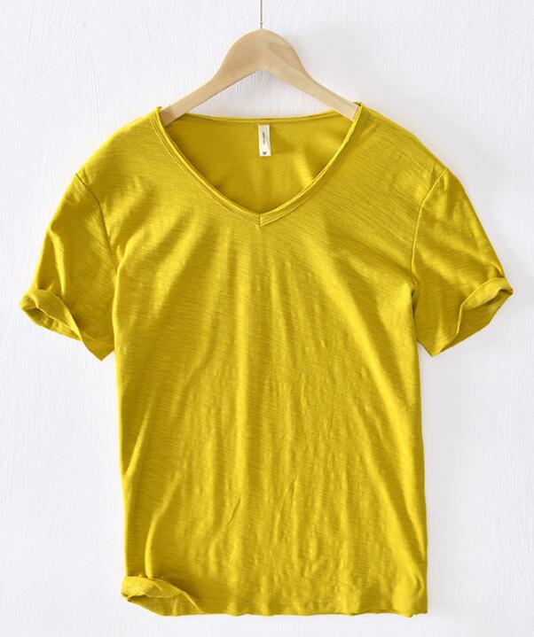 Men's V-Neck Linen Cotton Blend Shirt - Breathable Casual Summer Top