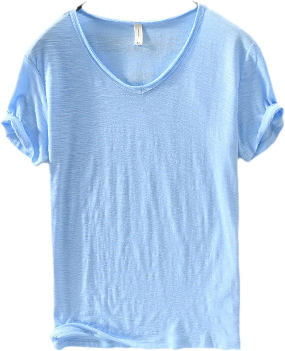 Men's V-Neck Linen Cotton Blend Shirt - Breathable Casual Summer Top