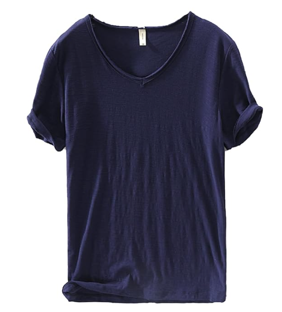 Men's V-Neck Linen Cotton Blend Shirt - Breathable Casual Summer Top