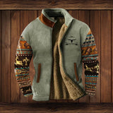 Caleb | Men's Aztec Print Sherpa-Lined Full-Zip Mens Cardigan Jacket