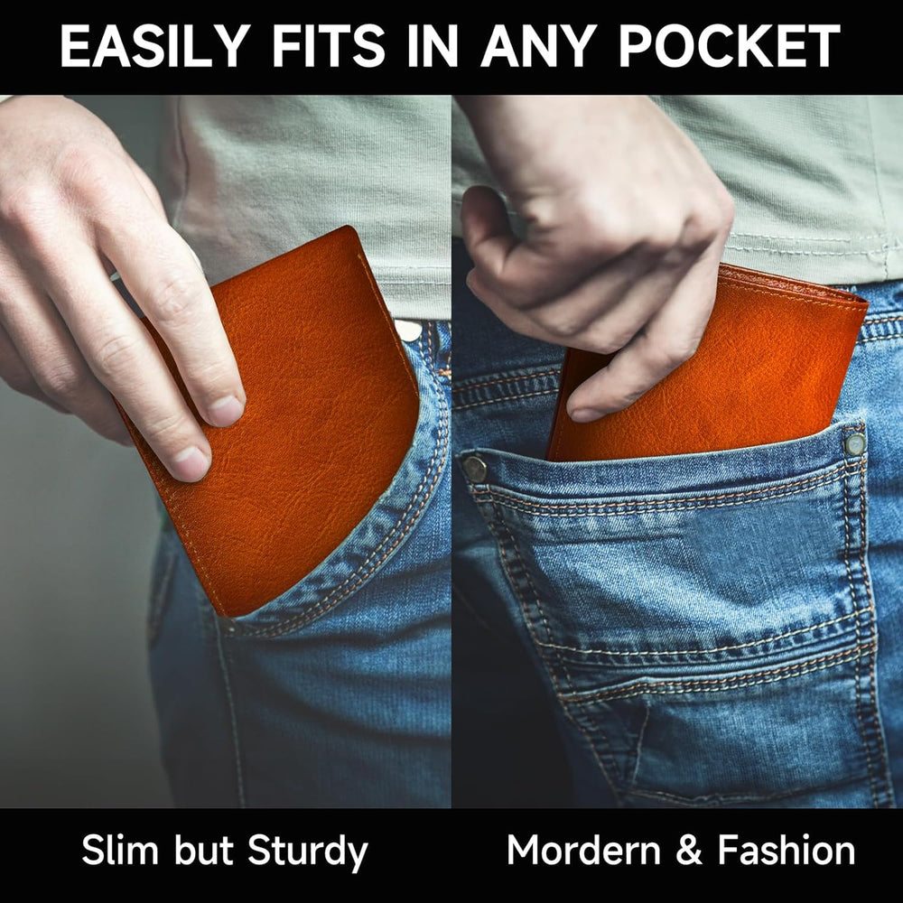 EliteFold Men's Bifold Wallet - Premium Top Grain Leather, Stylish & Durable