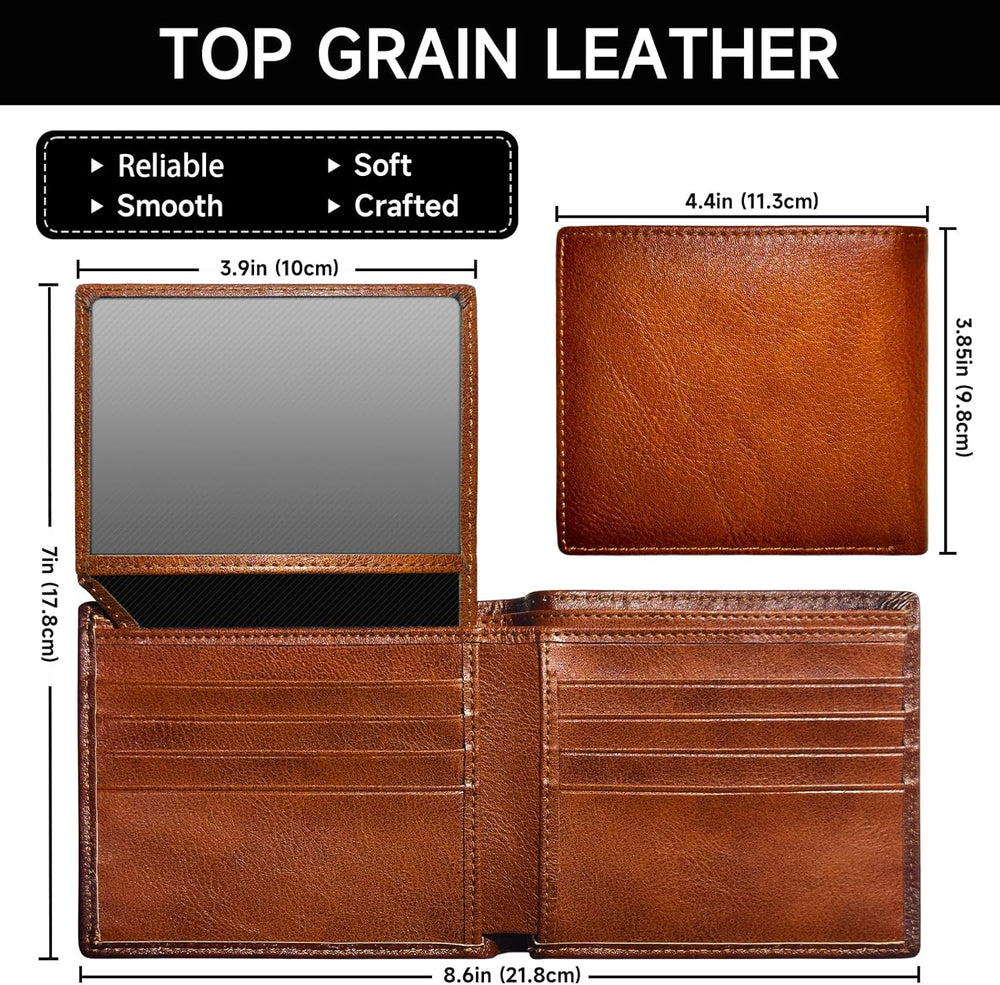EliteFold Men's Bifold Wallet - Premium Top Grain Leather, Stylish & Durable