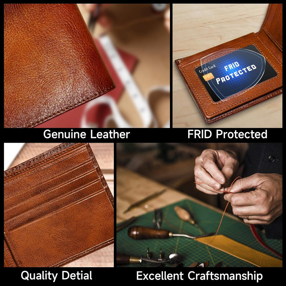 EliteFold Men's Bifold Wallet - Premium Top Grain Leather, Stylish & Durable