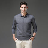 James | Men's Cashmere Polo Knit Sweater Long Sleeve Button Collar Pullover