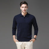 James | Men's Cashmere Polo Knit Sweater Long Sleeve Button Collar Pullover