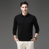 James | Men's Cashmere Polo Knit Sweater Long Sleeve Button Collar Pullover