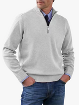 Men's Casual Knit Pullover Sweater with Half-Zip Mock Neck
