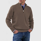 Men's Casual Knit Pullover Sweater with Half-Zip Mock Neck