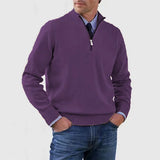 Men's Casual Knit Pullover Sweater with Half-Zip Mock Neck