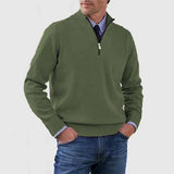 Men's Casual Knit Pullover Sweater with Half-Zip Mock Neck
