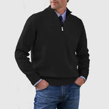 Men's Casual Knit Pullover Sweater with Half-Zip Mock Neck
