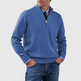 Men's Casual Knit Pullover Sweater with Half-Zip Mock Neck