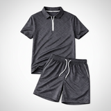 Men's Summer Polo & Shorts Set – Breathable, Modern Fit & Zip Detail
