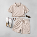 Men's Summer Polo & Shorts Set – Breathable, Modern Fit & Zip Detail