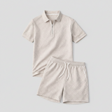 Men's Summer Polo & Shorts Set – Breathable, Modern Fit & Zip Detail