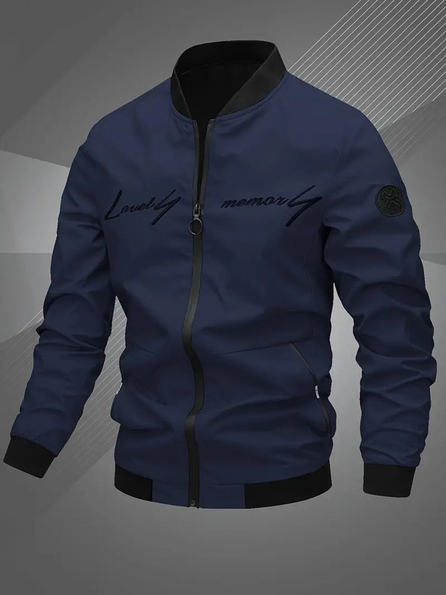 Lucas | Men's Casual Zip-Up Polyester Bomber Jacket Baseball Collar