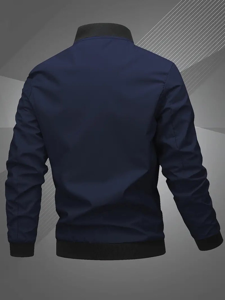 Lucas | Men's Casual Zip-Up Polyester Bomber Jacket Baseball Collar