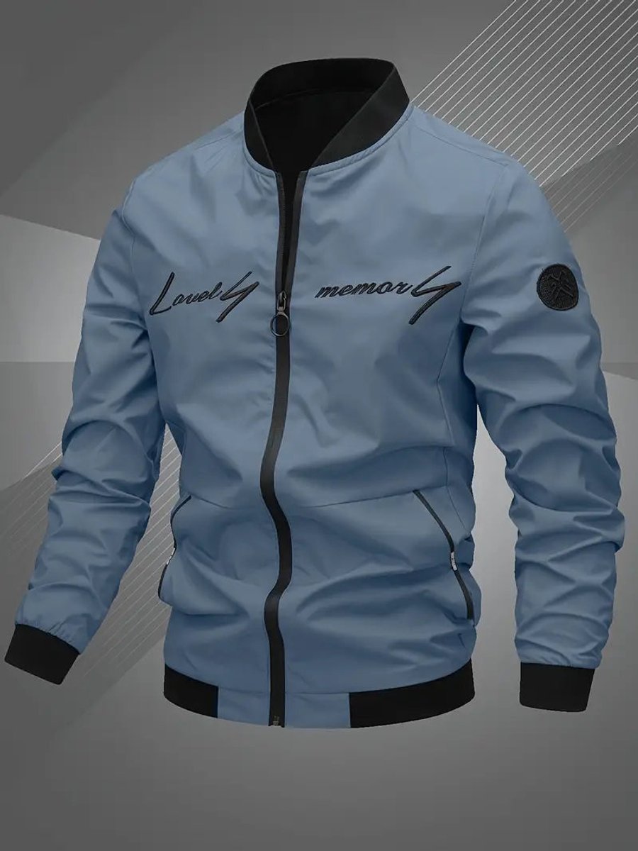 Lucas | Men's Casual Zip-Up Polyester Bomber Jacket Baseball Collar