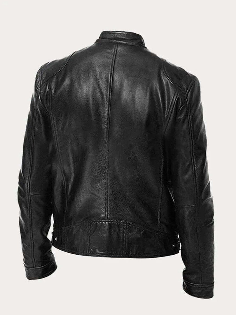 Aiden | Men's Classic Biker-Style Zip-Up Leather Jacket