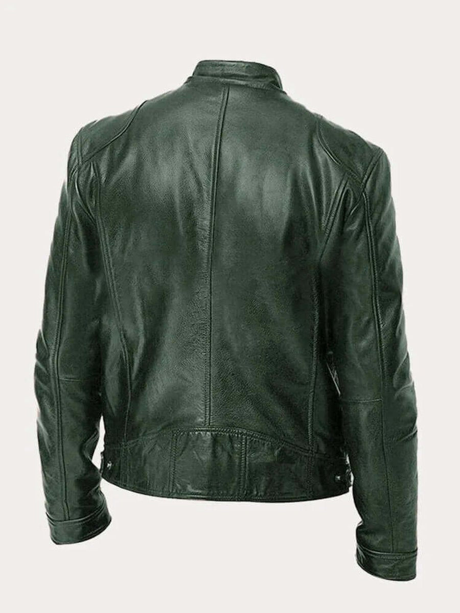 Aiden | Men's Classic Biker-Style Zip-Up Leather Jacket