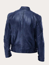 Aiden | Men's Classic Biker-Style Zip-Up Leather Jacket