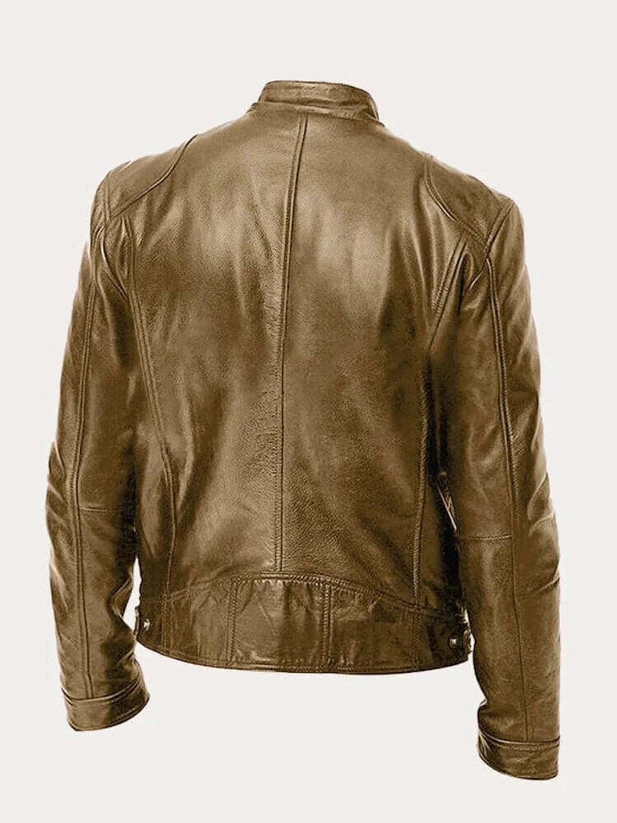 Aiden | Men's Classic Biker-Style Zip-Up Leather Jacket