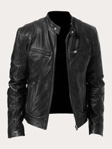 Aiden | Men's Classic Biker-Style Zip-Up Leather Jacket