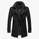 Men's Classic Coat in Brushed Weave with Zip Bib and Notch Lapels