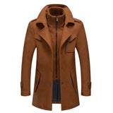 Men's Classic Coat in Brushed Weave with Zip Bib and Notch Lapels