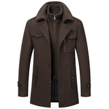 Men's Classic Coat in Brushed Weave with Zip Bib and Notch Lapels