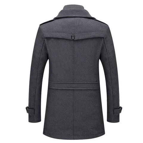Men's Classic Coat in Brushed Weave with Zip Bib and Notch Lapels