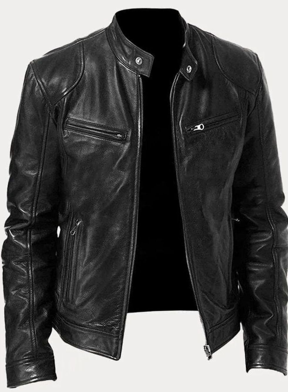 Sebastian | Men's Classic Slim-Fit Zip-Up Moto Style Jacket