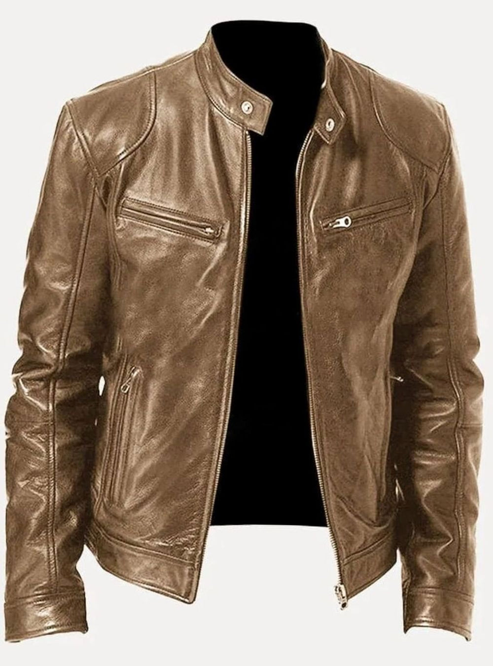 Sebastian | Men's Classic Slim-Fit Zip-Up Moto Style Jacket