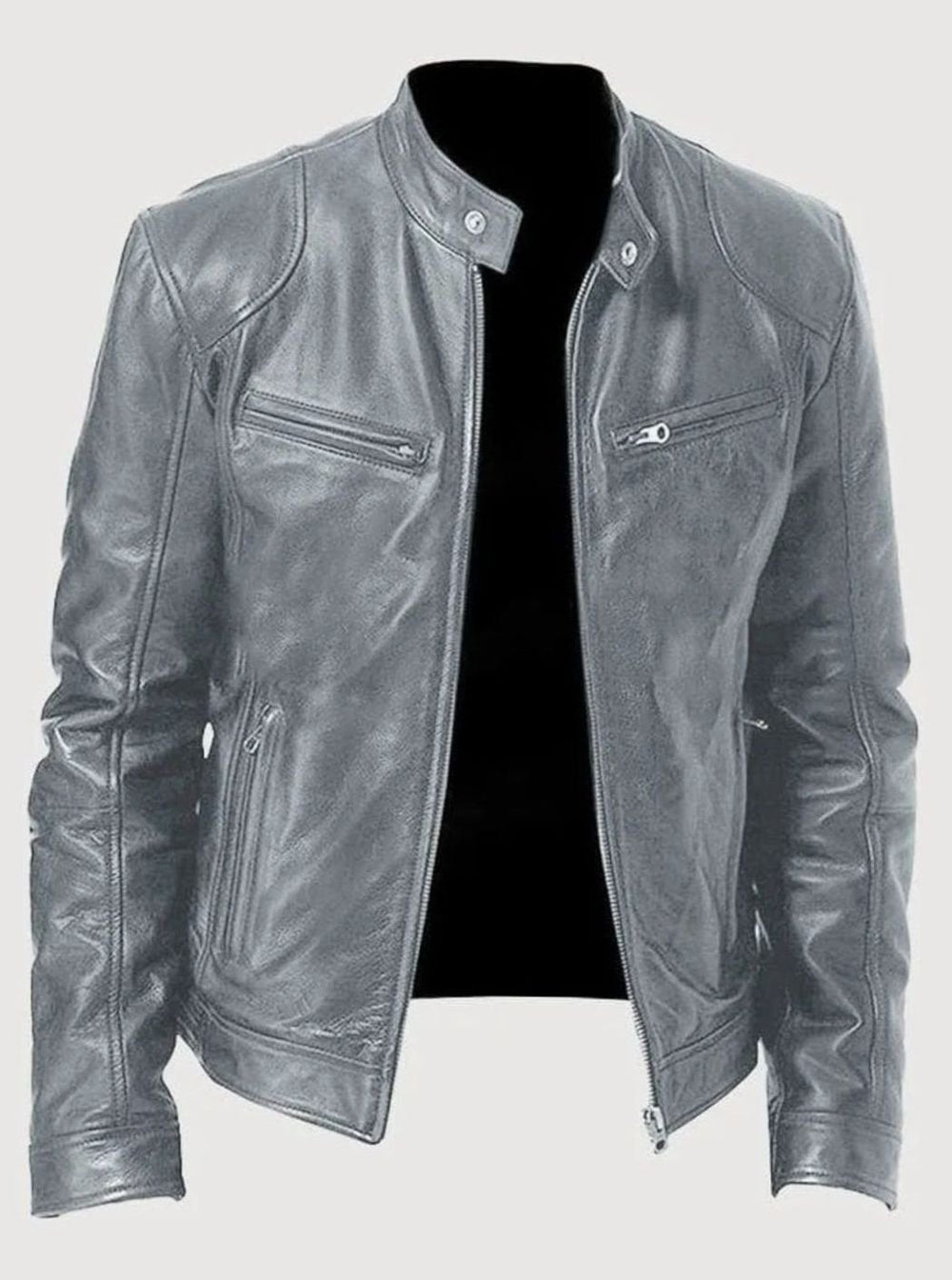Sebastian | Men's Classic Slim-Fit Zip-Up Moto Style Jacket
