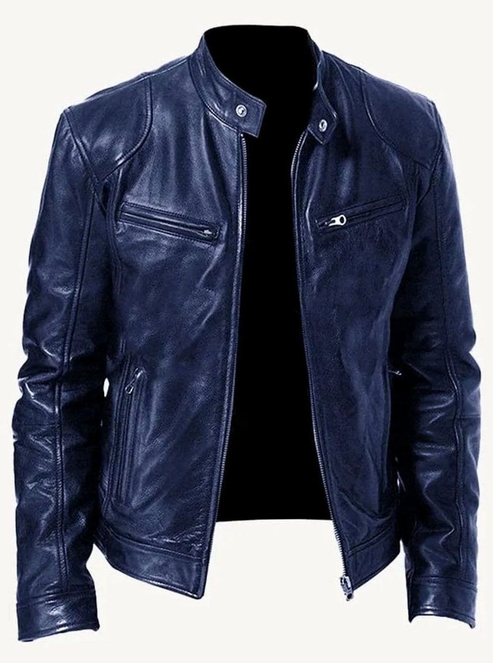 Sebastian | Men's Classic Slim-Fit Zip-Up Moto Style Jacket