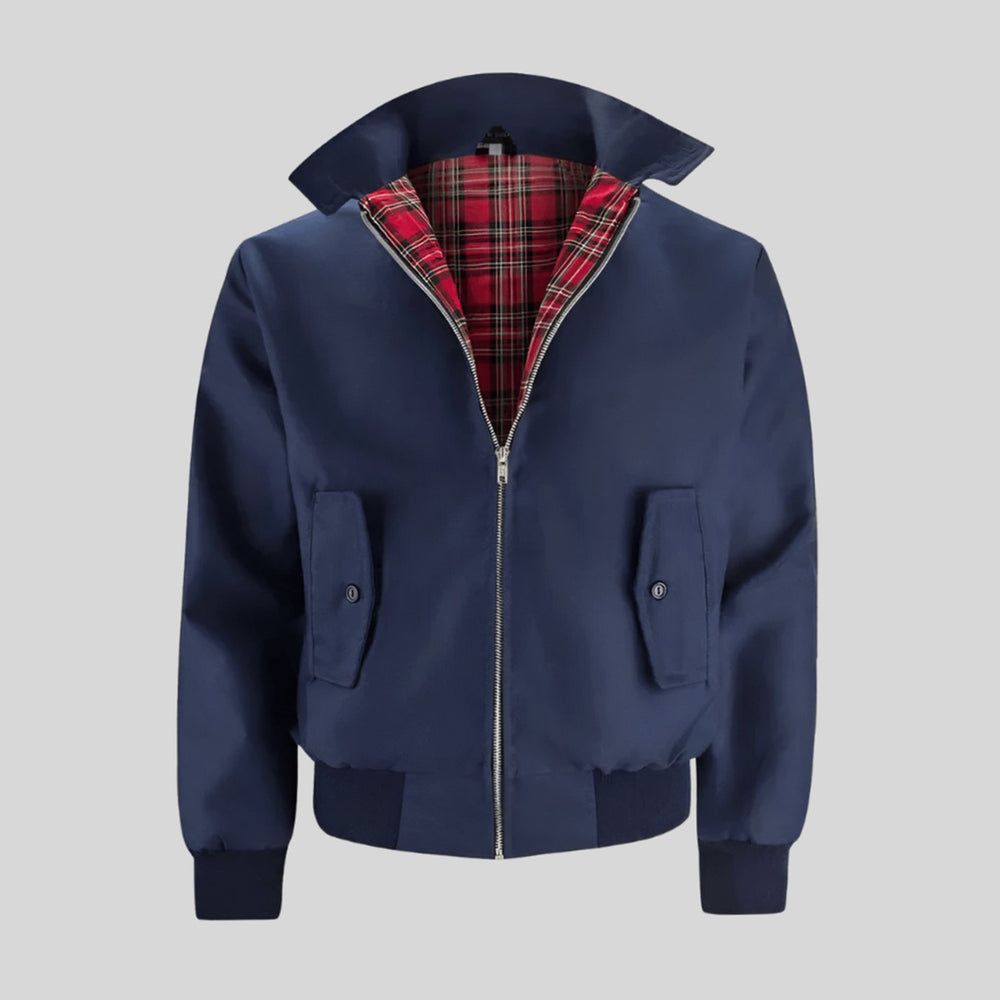 Jackson | Men's Classic Zip-Up Bomber Jacket Plaid Checked Lining Ribbed Cuffs - 3
