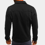 Men's Denim Trucker Jacket with Button Front and Flap Pockets