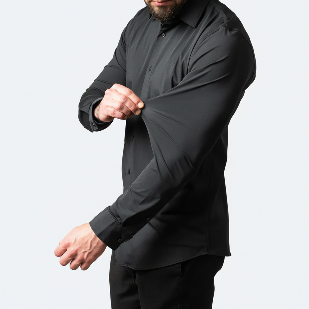 Mens Dress Shirt Stretch Fit Long Sleeve Button Up Design