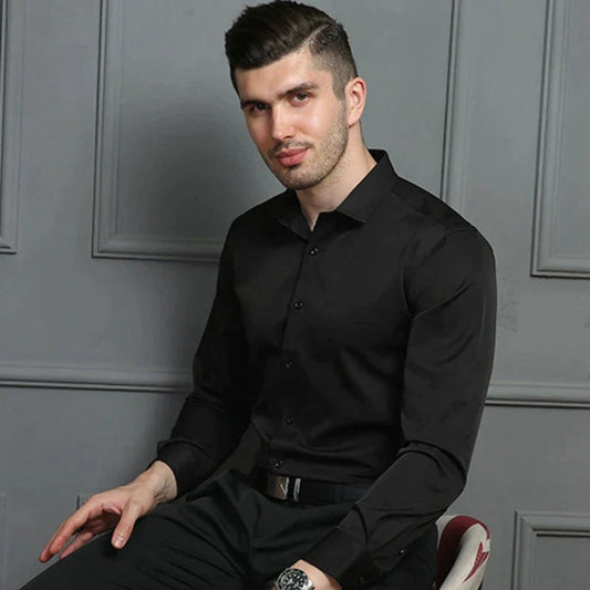 Men's Dress Shirt – Stretch Fit, Long Sleeve & Button-Up