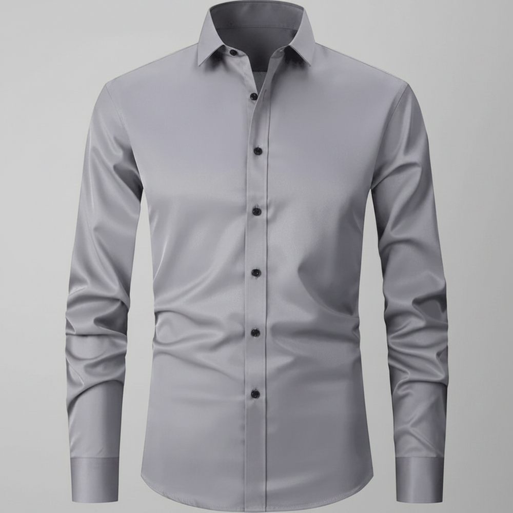 Mens Dress Shirt Stretch Fit Long Sleeve Button Up Design