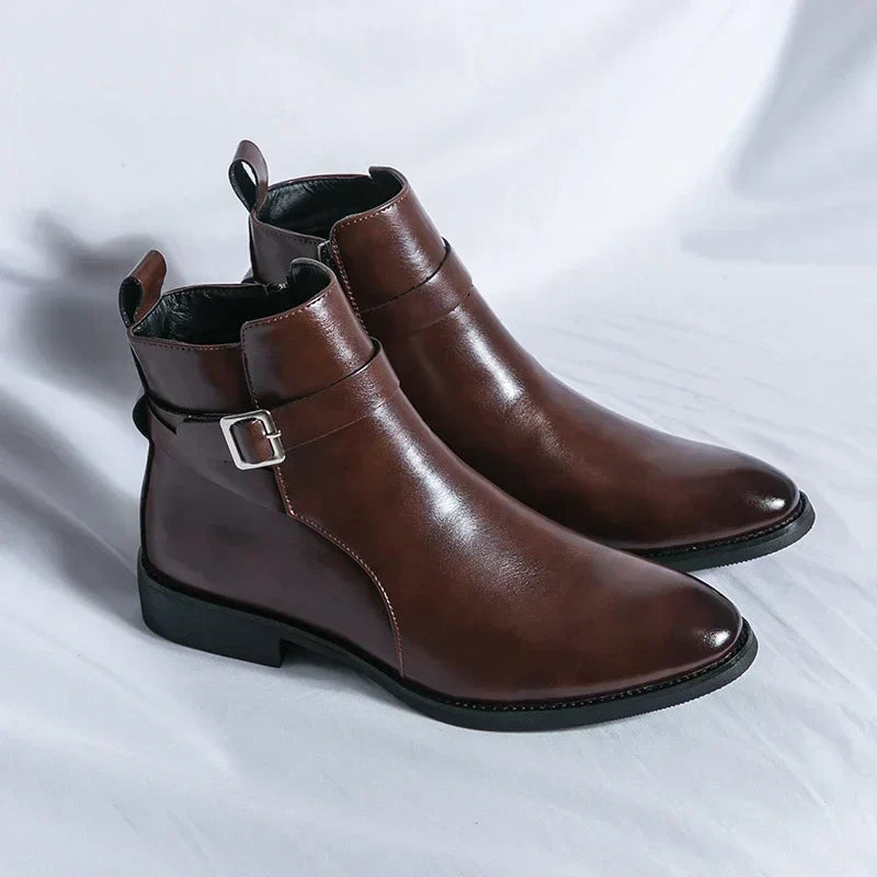 Men's buckle strap ankle boots, view 2